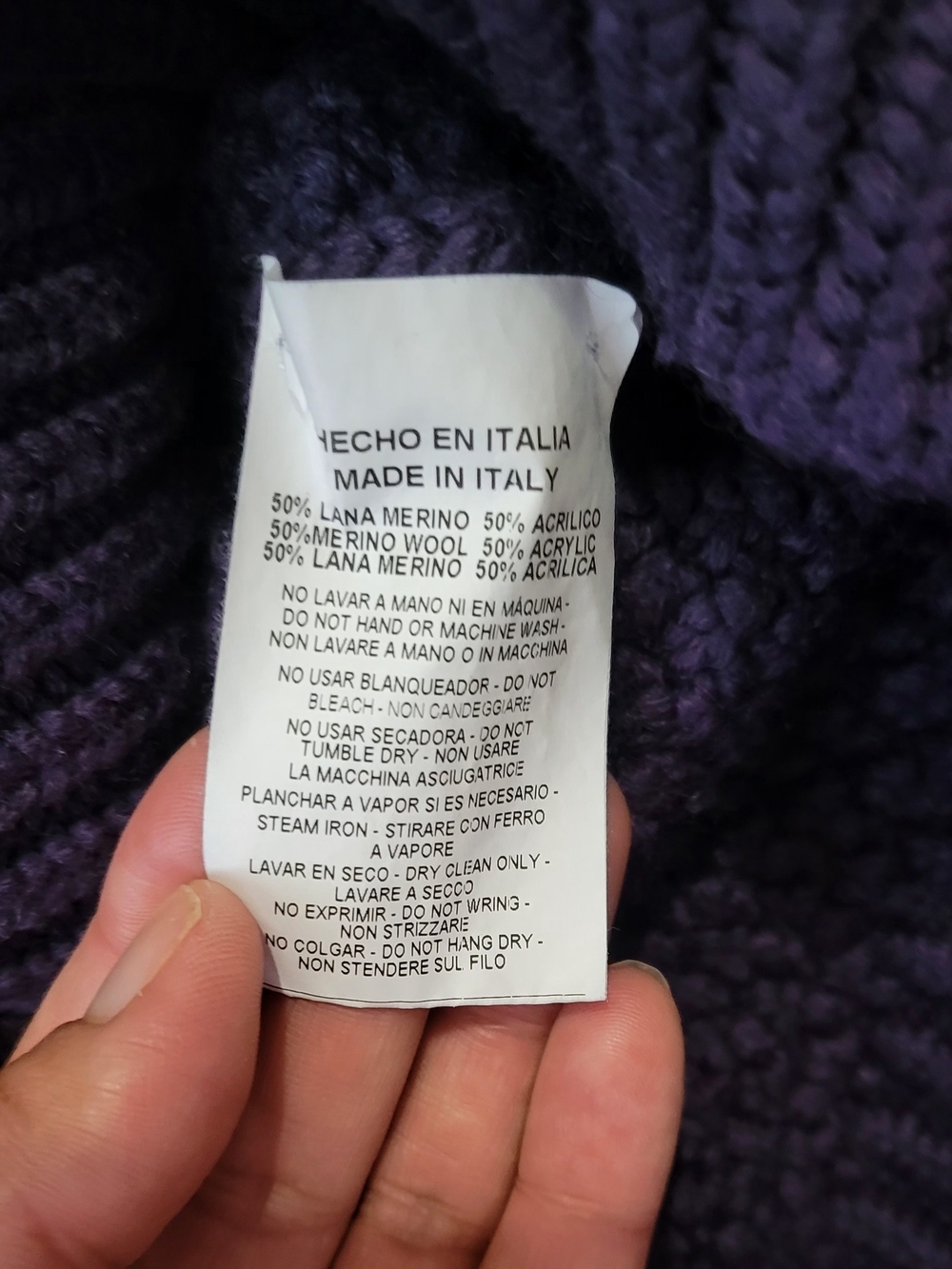 Scappino Marine Purple Merino Wool Blend Heavyweight Knit Crewneck Sweater Italy - Picture 6 of 8